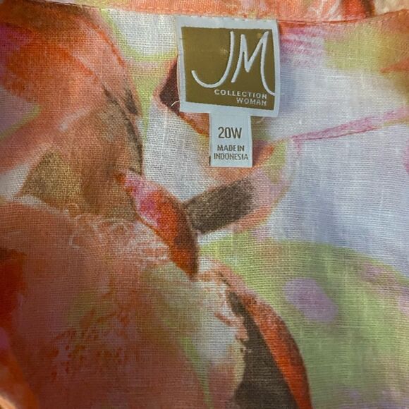 JM Collection 20 W Linen Blouse - Picture 2 of 8